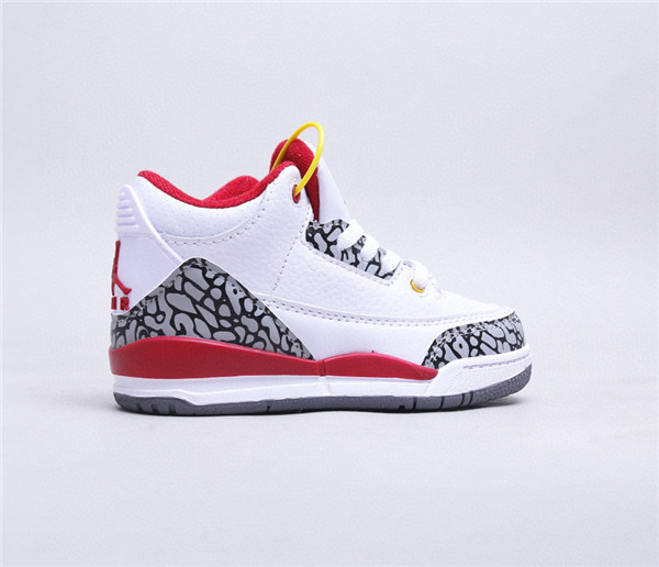 Youth Running weapon Super Quality Air Jordan 3 White/Red Shoes 003